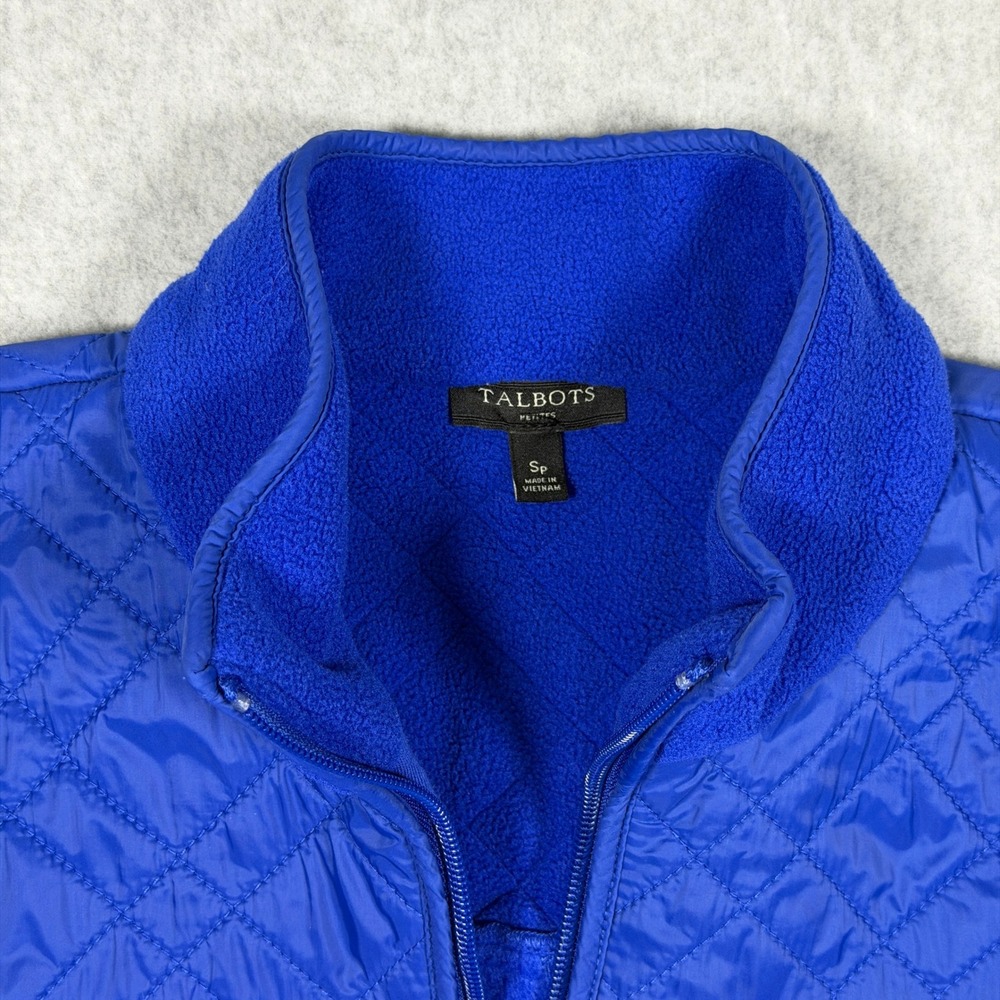 Talbots Petites Blue Fleece Quilted Yoke Full Zip Jacket SP - Picture 3 of 10